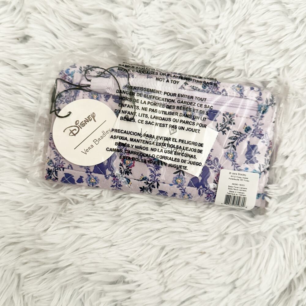DISNEY x VERA BRADLEY | Belle Floral RFID Finley Wallet NWT Beauty and the Beast - Picture 7 of 7